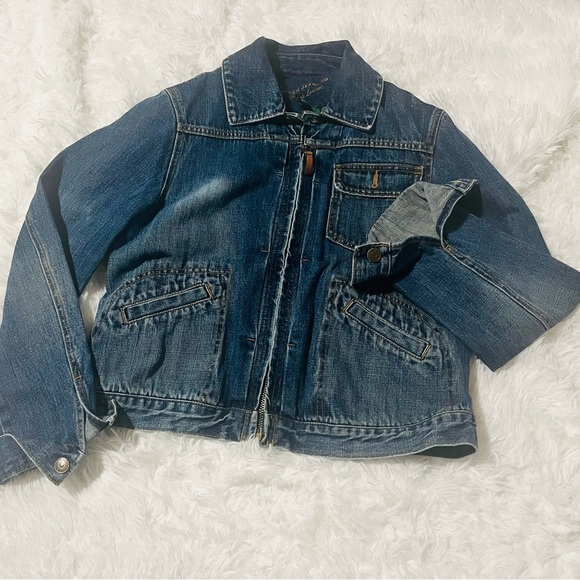 Lauren Ralph Lauren Zipper Jean Jacket Large - Picture 1 of 16